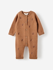 Cotton On Brown Baby Knit Long Sleeve Romper - Image 1 of 3
