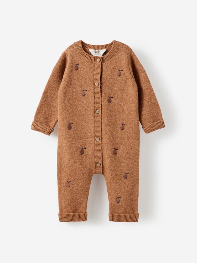 Cotton On Brown Baby Knit Long Sleeve Romper - Image 1 of 3 Cotton On Brown Baby Knit Long Sleeve Romper - Image 1 of 3