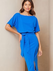 Lipsy Blue Kimono Belted Midi Dress - Image 3 of 4