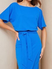 Lipsy Blue Kimono Belted Midi Dress - Image 4 of 4