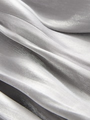 Silver Metallic Long Flutter Sleeve Mini Dress - Image 3 of 6