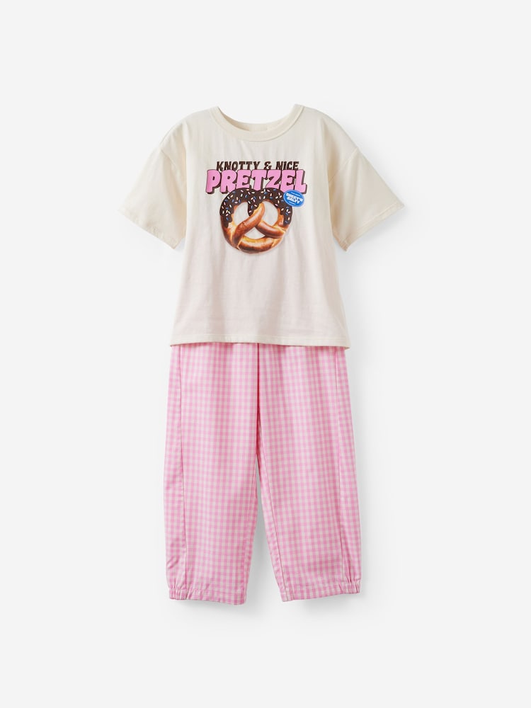 Cotton On Pink Sleep T-Shirt & Poplin Pyjamas Set - Image 1 of 3 Cotton On Pink Sleep T-Shirt & Poplin Pyjamas Set - Image 1 of 3