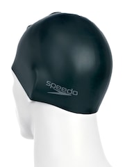 Speedo Black Adults Plain Moulded Silicone Cap - Image 1 of 3