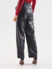 Black Faux Leather PU Cargo Trousers - Image 3 of 6