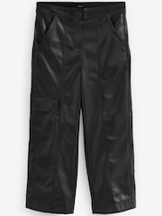 Black Faux Leather PU Cargo Trousers - Image 5 of 6