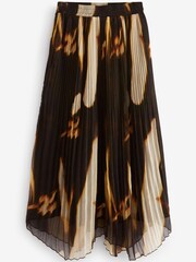 Schwarz mit Marmordruck - Plissierter Chiffon-Midirock - Bild 5 von 6