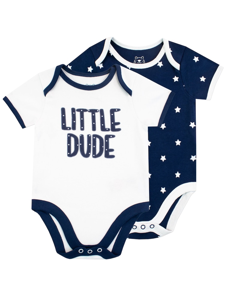 Harry Bear Little Dude Baby 100% bomull Bodysuit 2 Paket - Bild 1 av 1 Harry Bear Little Dude Baby 100% bomull Bodysuit 2 Paket - Bild 1 av 1
