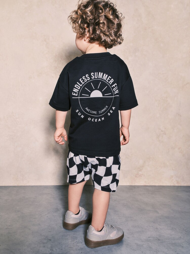 Black T-Shirt And Shorts Set (3mths-7yrs) - Image 1 of 1