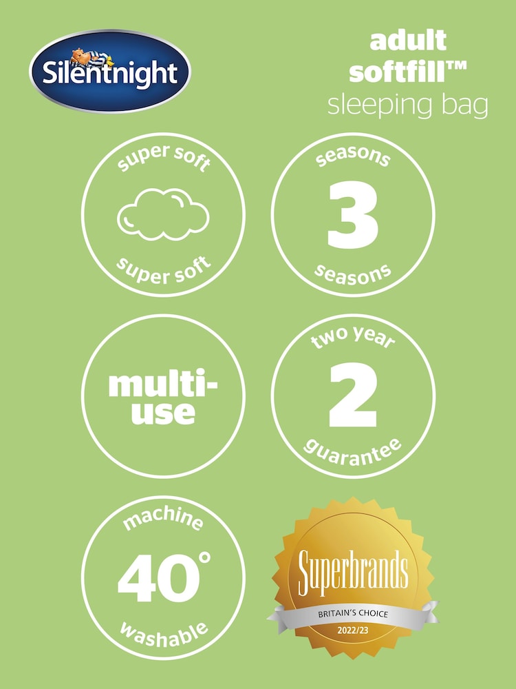 Silentnight Blue Camping Collection Reversible Softfill™ Adult Sleeping Bag - Image 15 of 15 Silentnight Blue Camping Collection Reversible Softfill™ Adult Sleeping Bag - Image 15 of 15