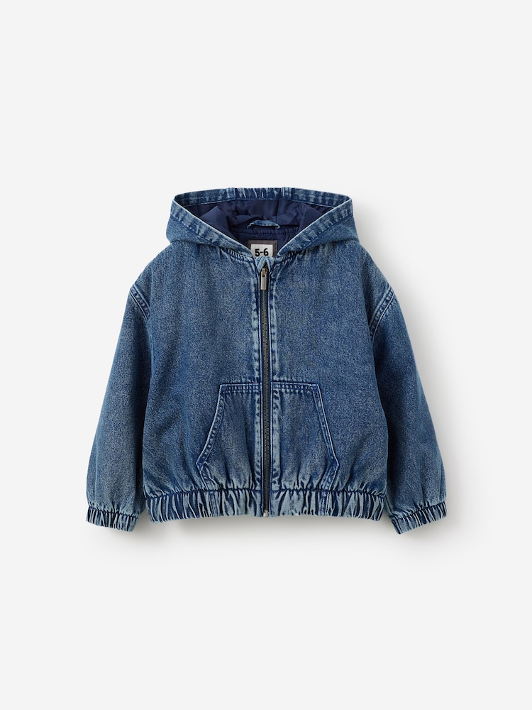 Cotton On Blue Hooded Bomber Jacket - Image 1 of 3 Cotton On Blue Hooded Bomber Jacket - Image 1 of 3