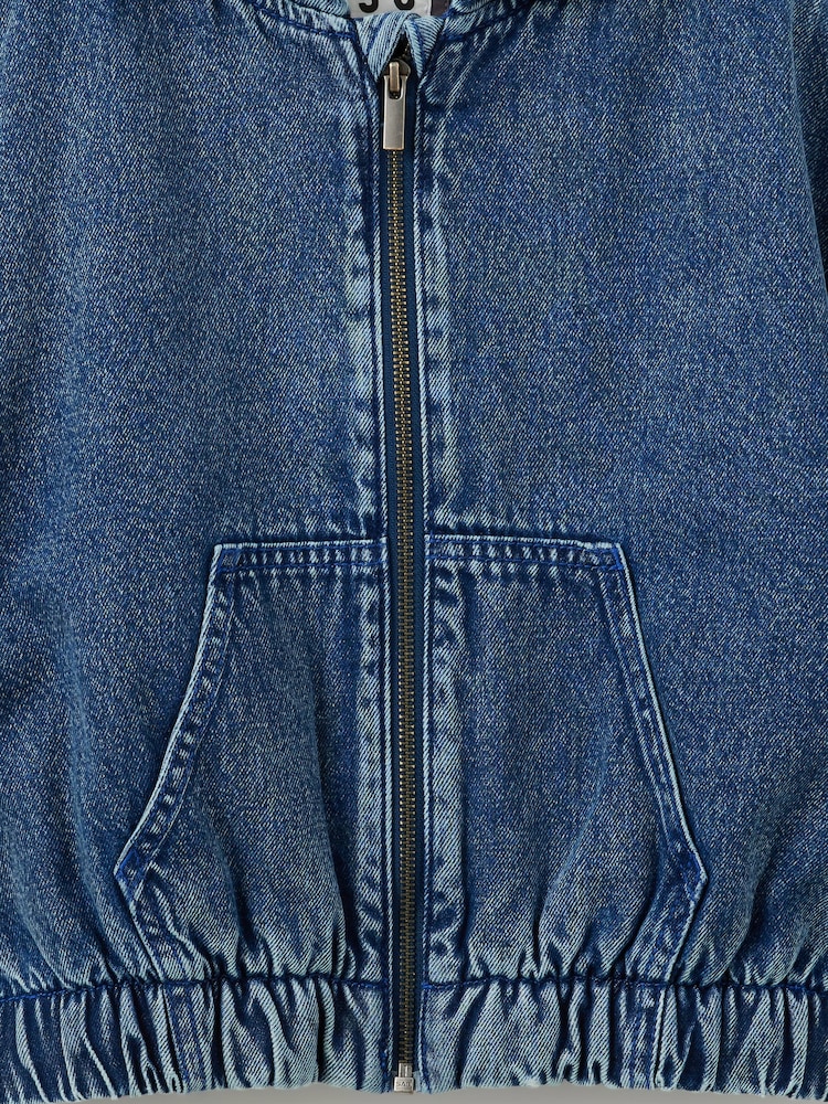 Cotton On Blue Hooded Bomber Jacket - Image 3 of 3 Cotton On Blue Hooded Bomber Jacket - Image 3 of 3