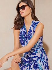 Lipsy Blue Sleeveless Lightweight Summer Shirt Mini Dress - Image 1 of 4
