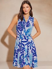 Lipsy Blue Sleeveless Lightweight Summer Shirt Mini Dress - Image 3 of 4
