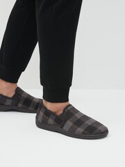 Grey Check Closed Back Slippers - Image 2 of 8