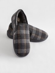 Grey Check Closed Back Slippers - Image 6 of 8