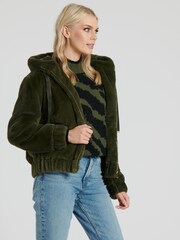 South Beach Green Faux Fur Hooded Jacket - Image 2 of 2