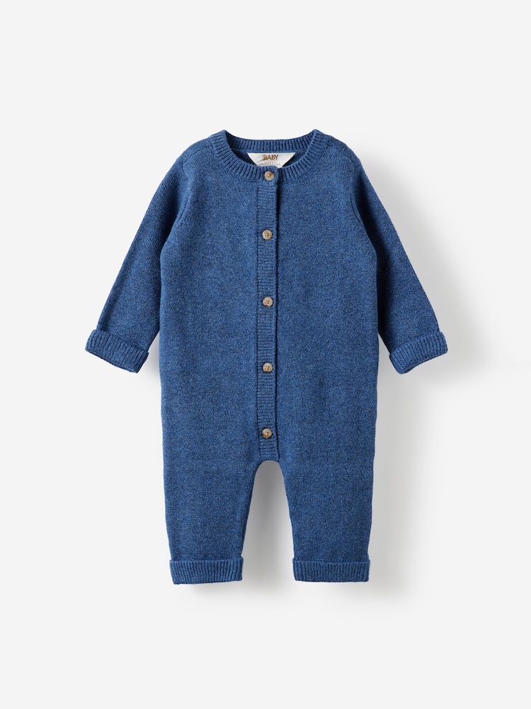 Cotton On Blue Baby Knit Long Sleeve Romper - Image 1 of 3 Cotton On Blue Baby Knit Long Sleeve Romper - Image 1 of 3