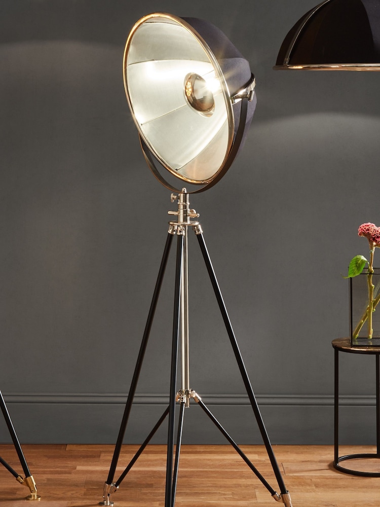 Pacific Black Elstree Silver Black And Silver Metal Tripod Floor Lamp - Image 1 of 1