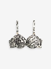 Gris/Cream Leopard - Haut de bikini rembourré à bretelles et halter à armatures - Image 6 de 6