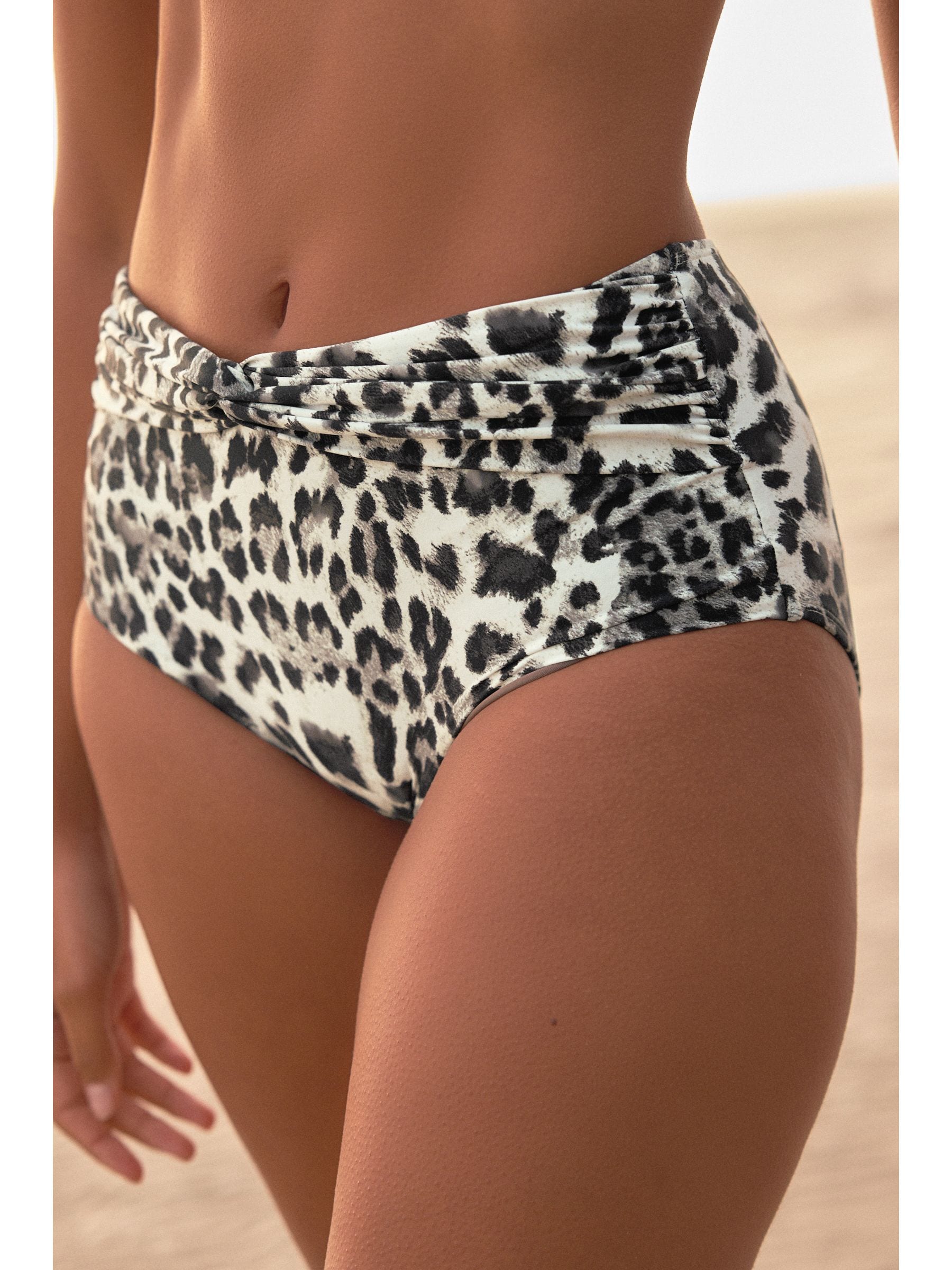 Buy Grey Cream Leopard High Waist Bikini Bottoms from Next Oman