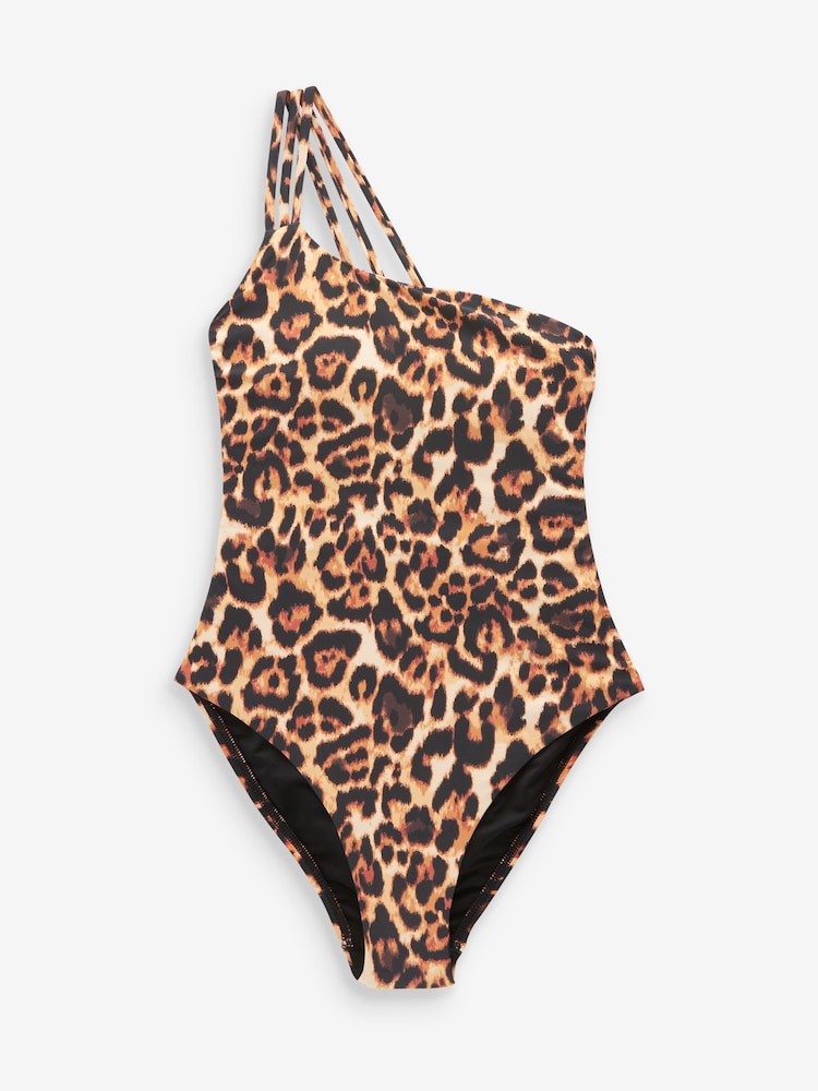 Leopardenmuster - Bauchformender One-Shoulder-Badeanzug - Bild 5 von 5