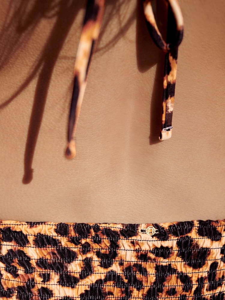 Braun mit Leopardenmuster - Geraffte Bikinihose - Image 6 of 7