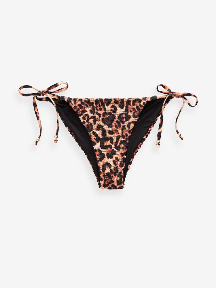 Braun mit Leopardenmuster - Geraffte Bikinihose - Image 7 of 7