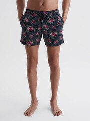 Reiss Black/Red Moorise Vilebrequin Turtle Print Swim Shorts - Image 3 of 5