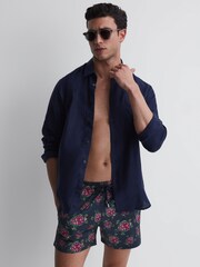 Reiss Black/Red Moorise Vilebrequin Turtle Print Swim Shorts - Image 5 of 5