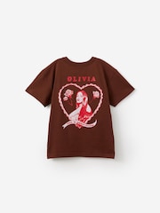 חום - Cotton On חולצת טי עם שרוולים קצרים ותפר כתפיים נמוך - תמונה 2 מתוך 3