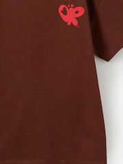 חום - Cotton On חולצת טי עם שרוולים קצרים ותפר כתפיים נמוך - תמונה 3 מתוך 3