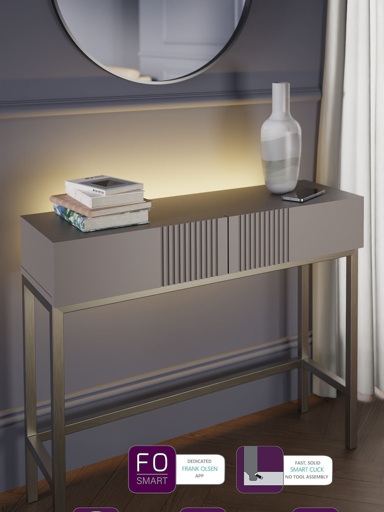 Frank Olsen Grey Iona 2 Drawer Console Table with Smart Features - Image 2 of 7