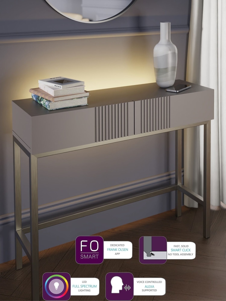 Frank Olsen Grey Iona 2 Drawer Console Table with Smart Features - Image 7 of 7