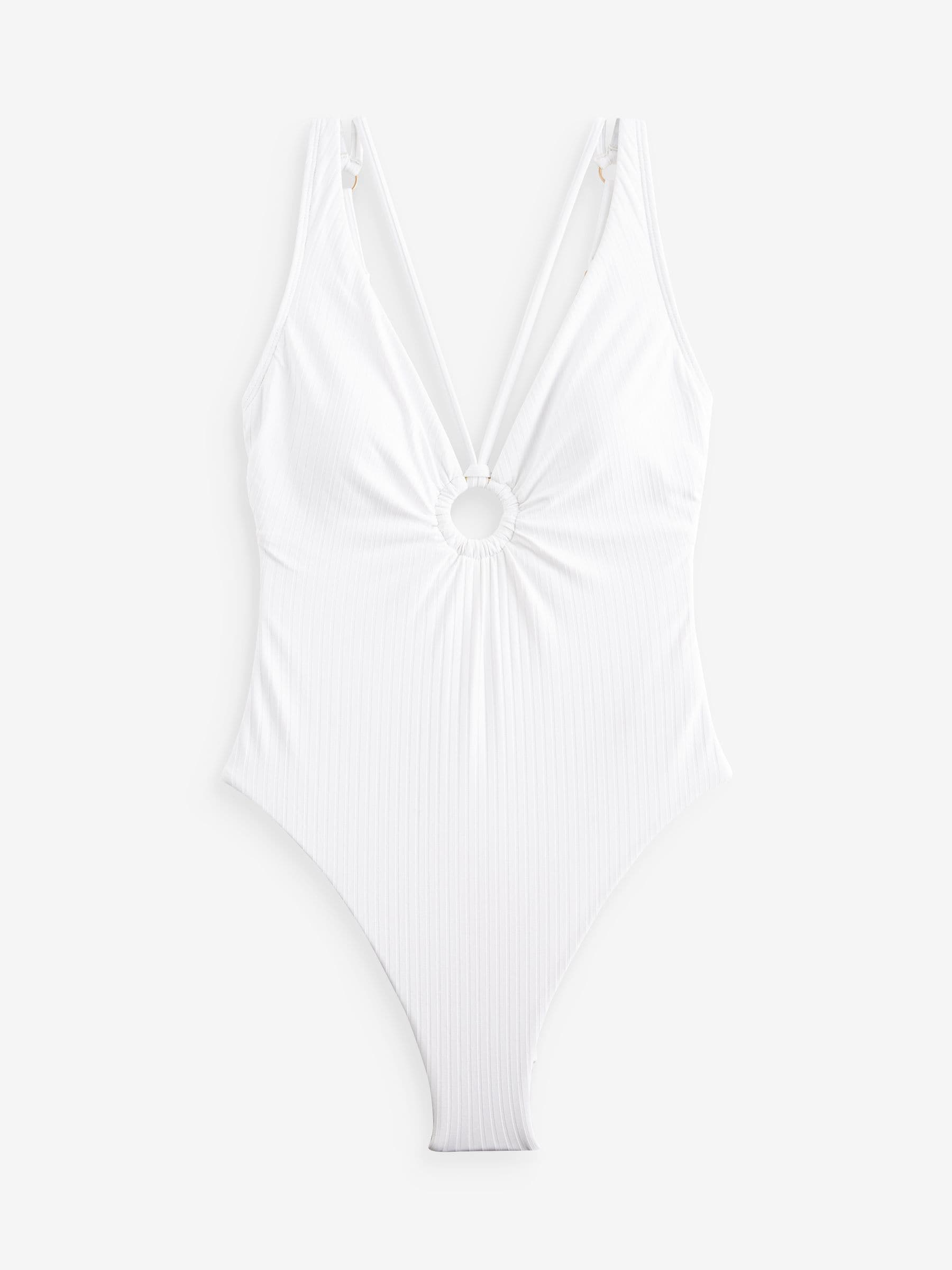 Buy Myleene Klass White Rib Plunge Tummy Control Swimsuit from Next Luxembourg