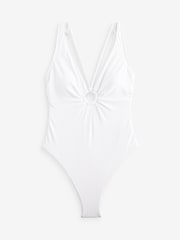 Myleene Klass White Rib Plunge Tummy Control Swimsuit - Image 5 of 5