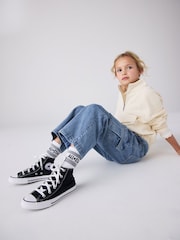 Converse Black/White Chuck Taylor High Top Junior Trainers - Image 2 of 9