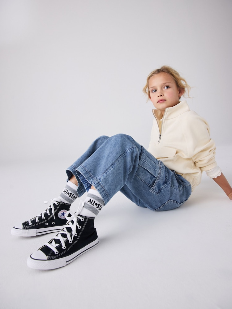 Converse Black/White Chuck Taylor High Top Junior Trainers - Image 2 of 9