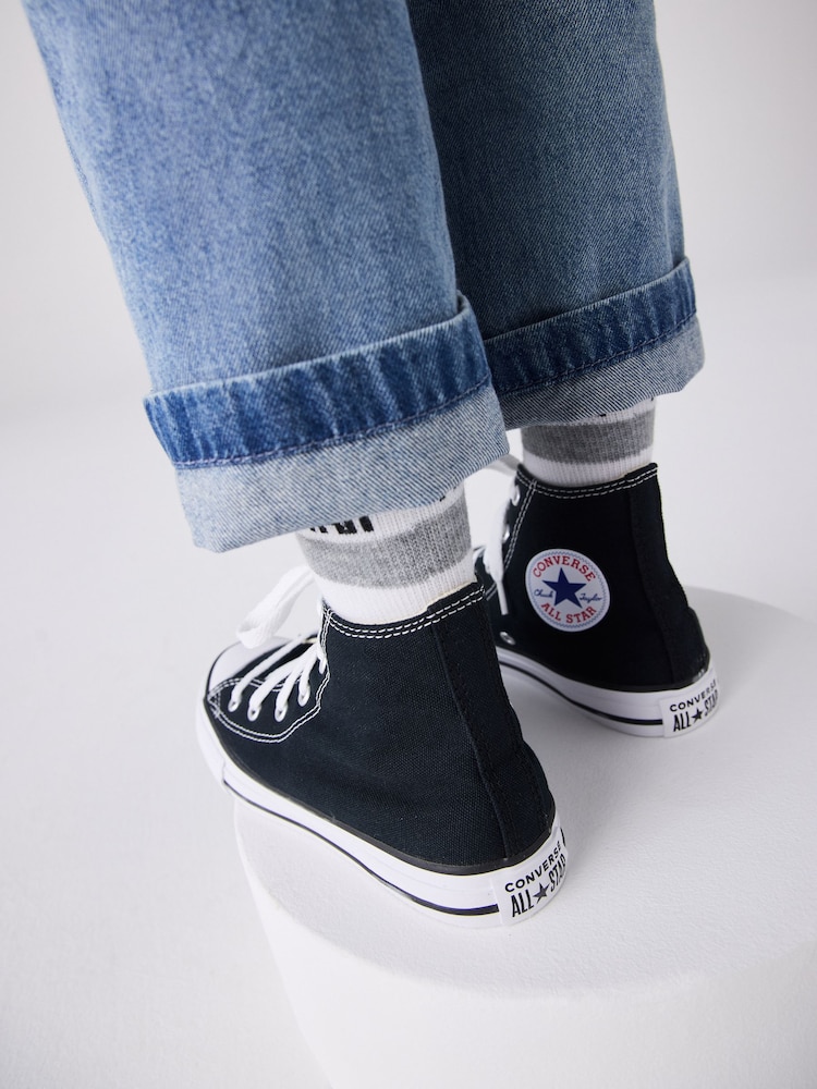 Converse Black/White Chuck Taylor High Top Junior Trainers - Image 4 of 9