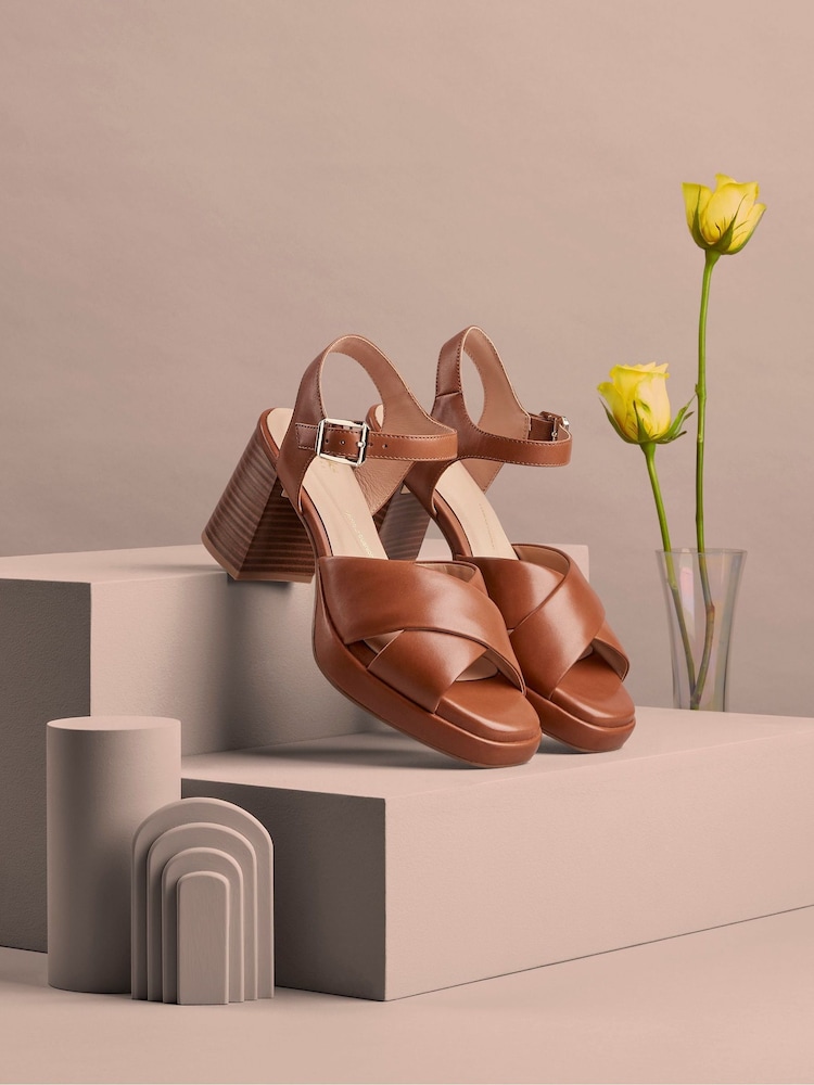 Clarks Brown Suede Ritzy 75 Rae Sandals - Image 1 of 10