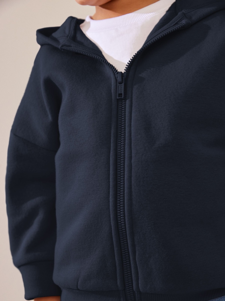 Navy Blue Zip Through Hoodie (3mths-7yrs) - Image 3 of 6