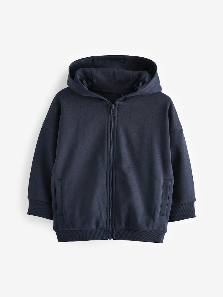Navy Blue Zip Through Hoodie (3mths-7yrs) - Image 4 of 6