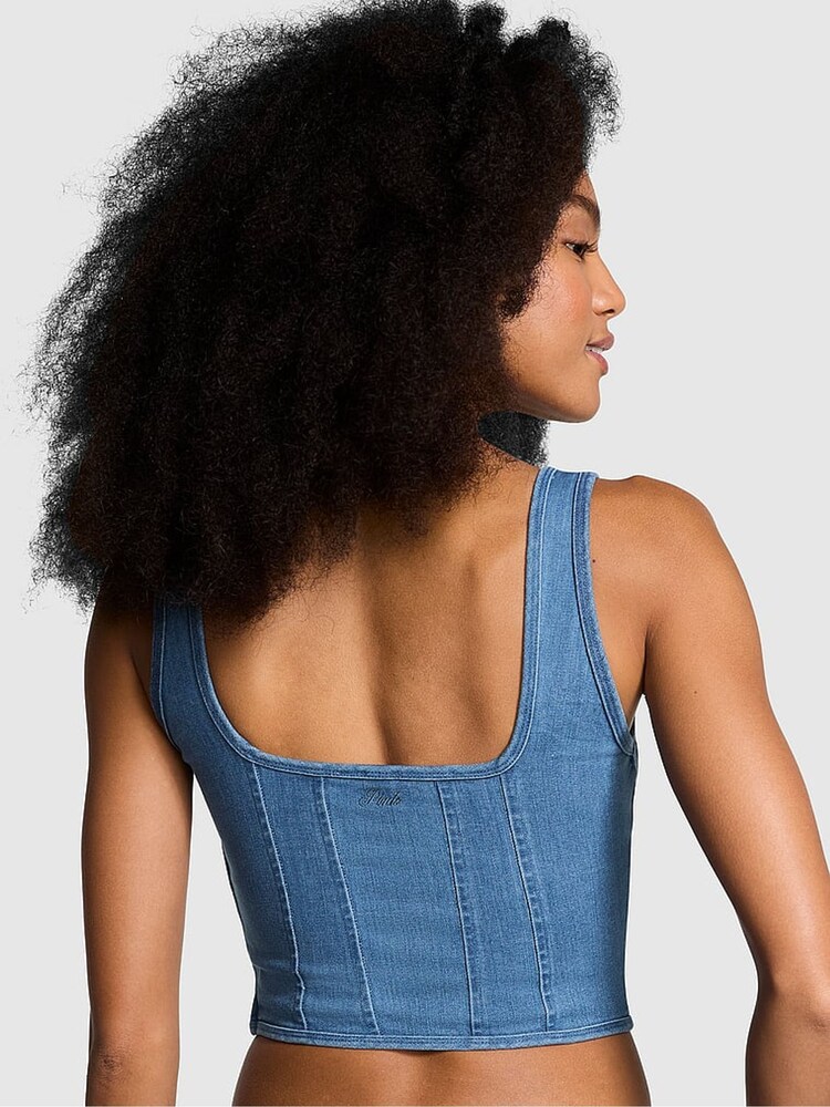 Victoria's Secret PINK Denim Blue Corset Bralette - Image 2 of 3
