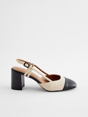 Bone Cream Forever Comfort® Square Toe Slingback Block Heel Shoes - Image 2 of 5