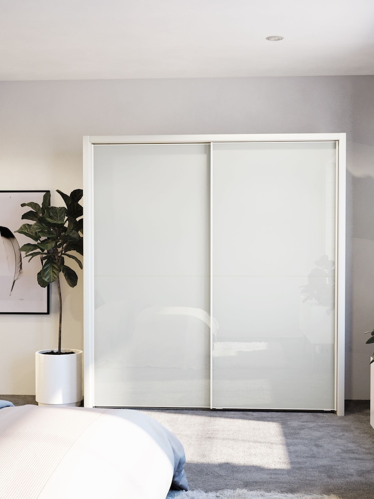 Wiemann White Peyton Glass Sliding 2.1m Sliding Semi Fitted Wardrobe - Image 1 of 1