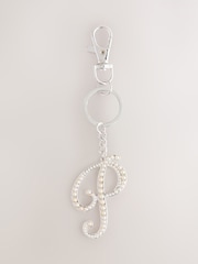Silver Tone Pearl Effect Initial Keyring - Image 10 of 19