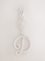 Silver Tone Pearl Effect Initial Keyring - Image 11 of 19