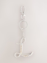 Silver Tone Pearl Effect Initial Keyring - Image 15 of 19
