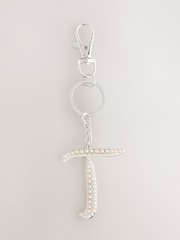 Silver Tone Pearl Effect Initial Keyring - Image 17 of 19