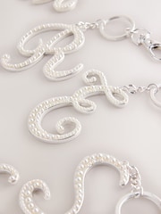 Silver Tone Pearl Effect Initial Keyring - Image 18 of 19