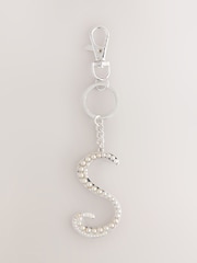 Silver Tone Pearl Effect Initial Keyring - Image 2 of 19